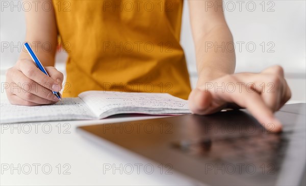 Woman attending online class