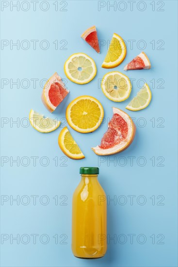 Top view healthy drink with fruits