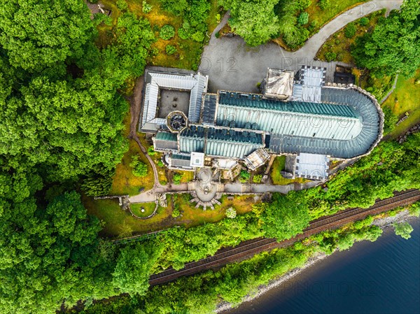 Top Down over St Conans Kirk from a drone