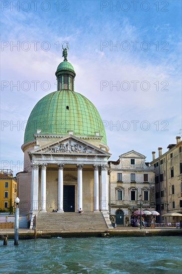 Beautiful copper dome church of San Simeone Piccolo on Grand Canal