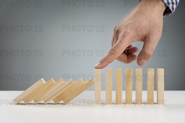 Wooden blocks paused from falling