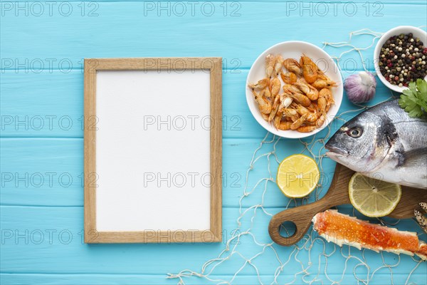 Top view frame seafood mix