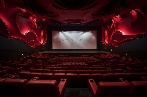 Modern cinema hall with big screen