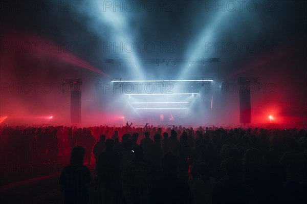 Stage with laser show at a mega concert
