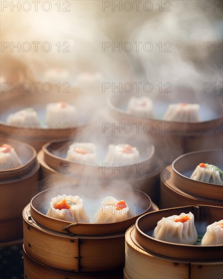 Steamed Chinese dim sum noodle pockets