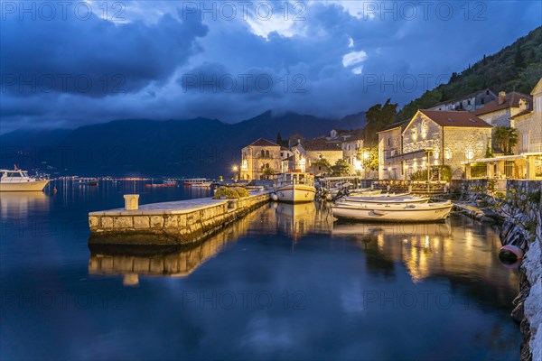 The small port of Perast at dusk