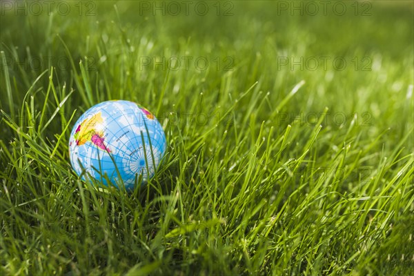 Close up globe ball green grass