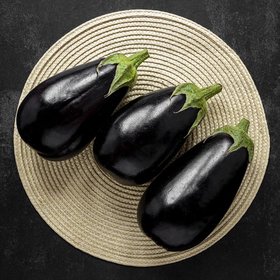 Top view arrangement eggplants