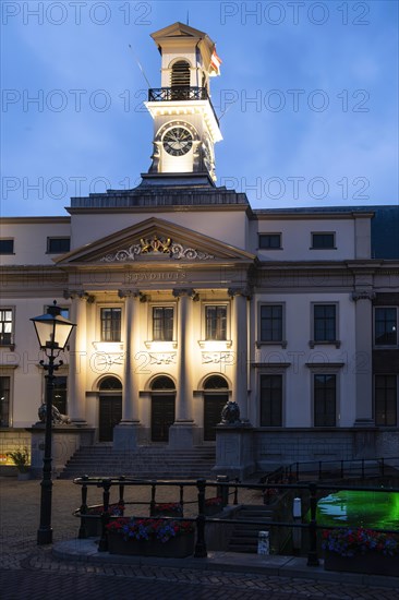 Dordrecht City Hall in the blue hour