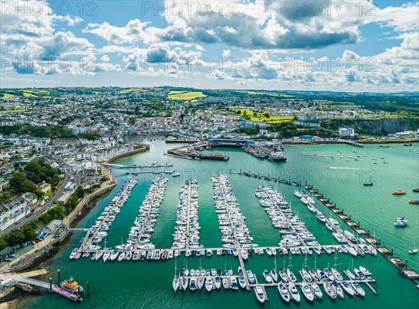 Brixam Harbour and Brixham Marina from a drone