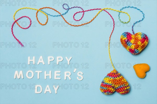 Set decorative symbols heart near happy mothers day inscription