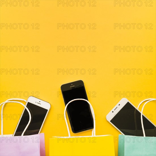 Smartphones shopping bags