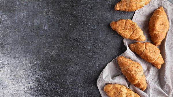 Top view fresh croissants