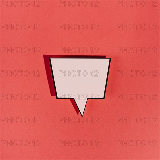 Vintage blank pink speech bubble red background