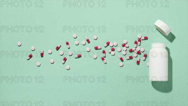 Top view minimal medicinal pills assortment