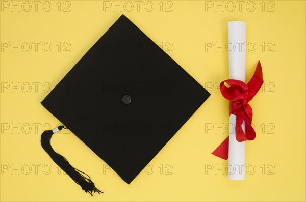 Flat lay festive graduation arrangement