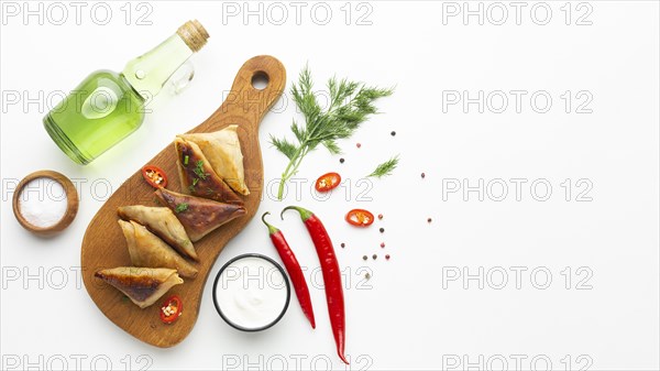Tasty food assortment with copy space