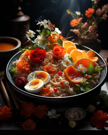 Steaming Ramen Soup Bowl