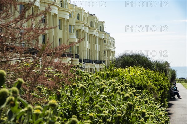 Noble row of houses in the classicist style at Brunswick Square in Brighton and Hove