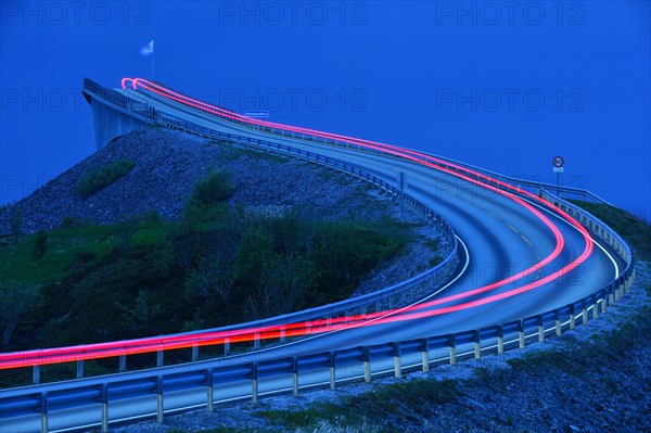 Car taillights on the Storseisund Bridge