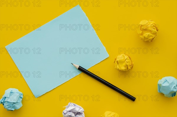 Crumpled paper mock up with pencil