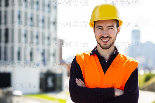 Medium shot portrait construction worker looking camera