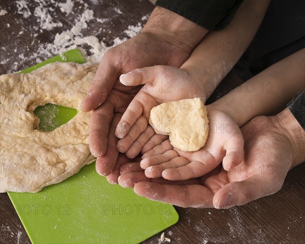 Top view dough heart shape