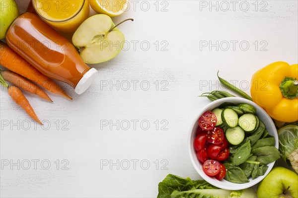 Flat lay salad groceries