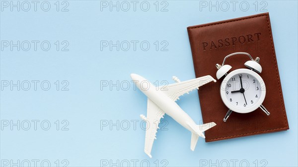 Top view airplane toy passport