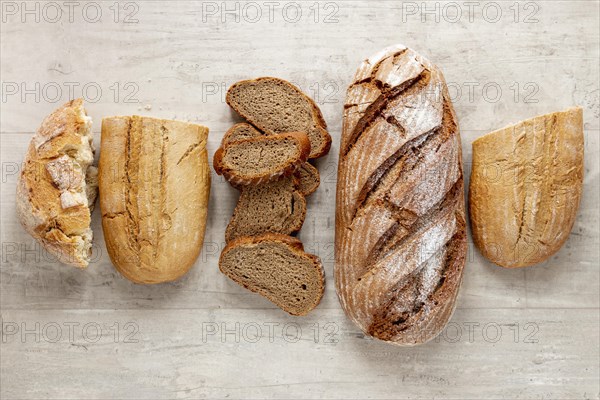 Top view different types bread