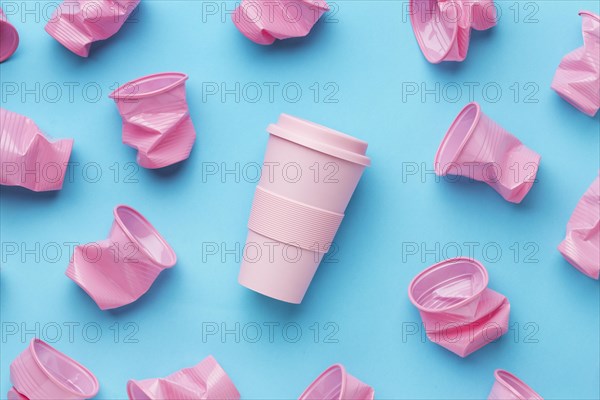 Top view collection plastic cups