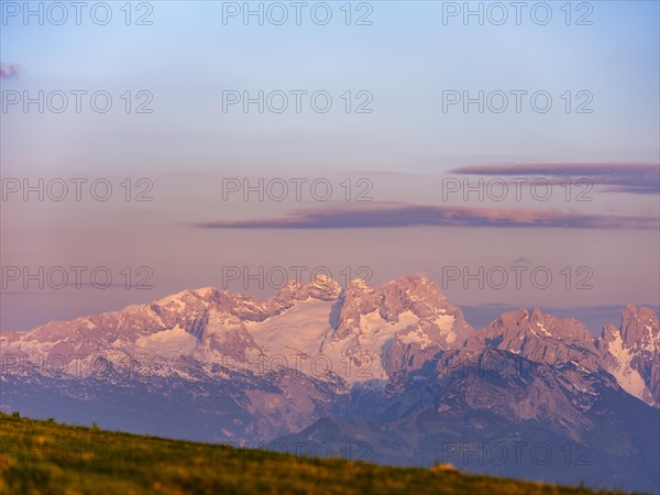 Glaciated massif of the Hohes Dachstein in the evening light