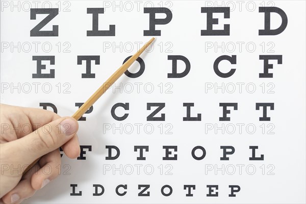 Front view eye test with letters