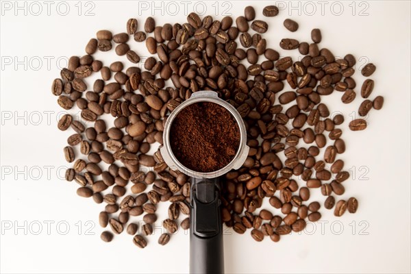 Abstract tree shape made from coffee beans