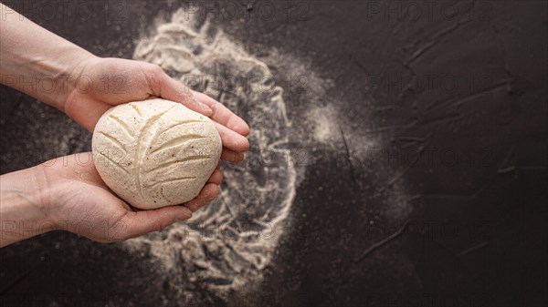 Bread dough with dark background