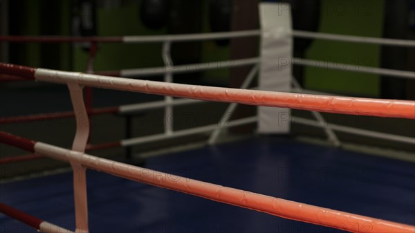 Front view empty boxing ring