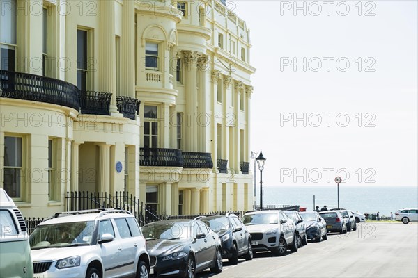 Noble row of houses in the classicist style at Brunswick Square in Brighton and Hove