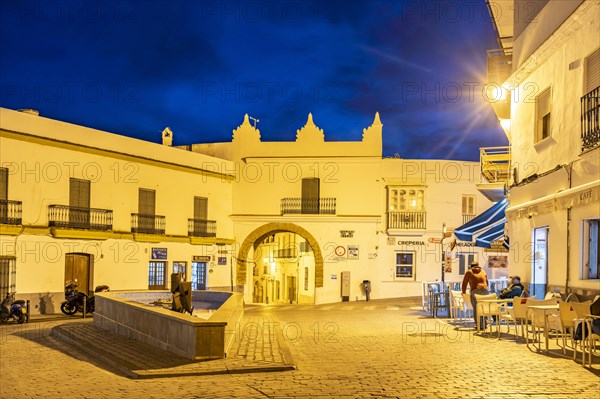 The city gate at dusk