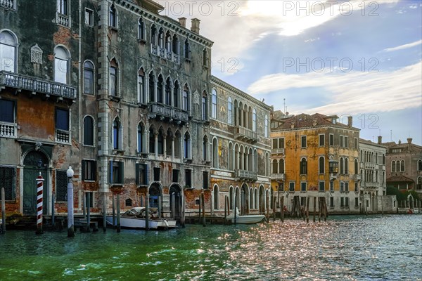 Beautiful view of Palazzo Barbarigo over Grand Canal in Venice