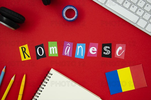 Romanian lettering red background