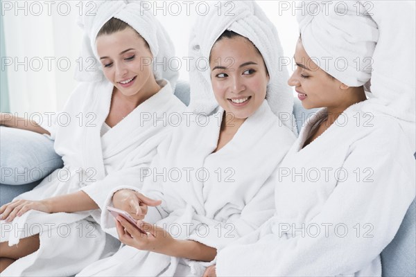 Friends using mobile spa