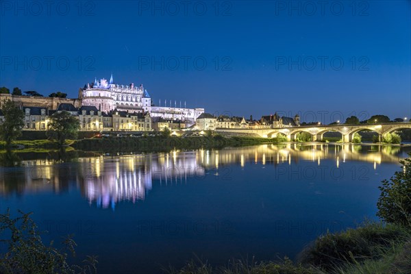 The Loire and Amboise Castle at dusk