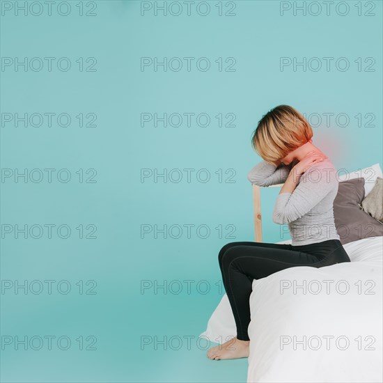 Adult woman hurting neck