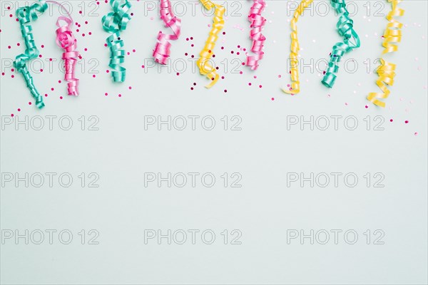 Decoration streamers confetti blue background