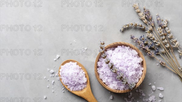 Top view organic detox salt lavender