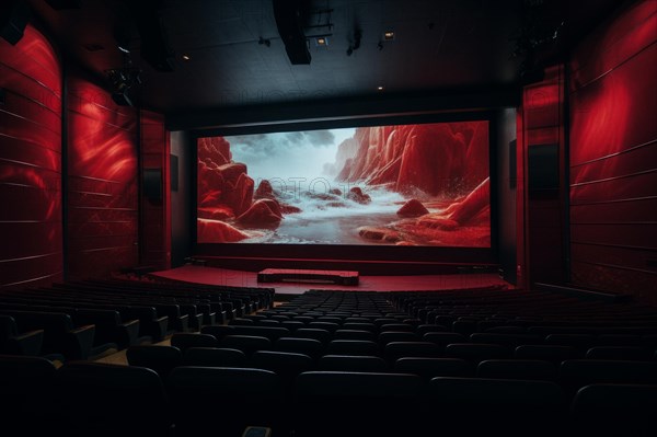 Modern cinema hall with big screen