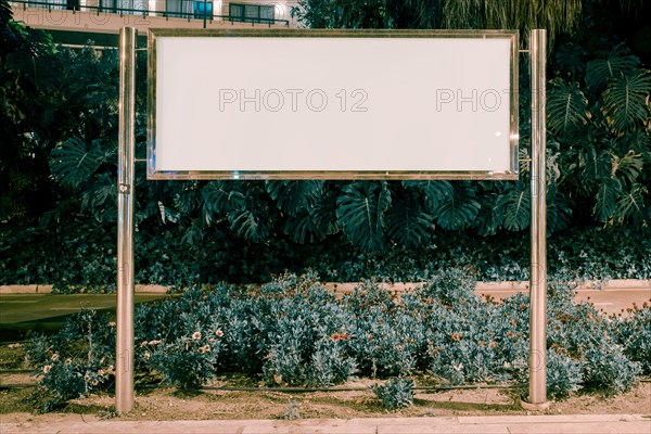 Blank rectangular billboard garden
