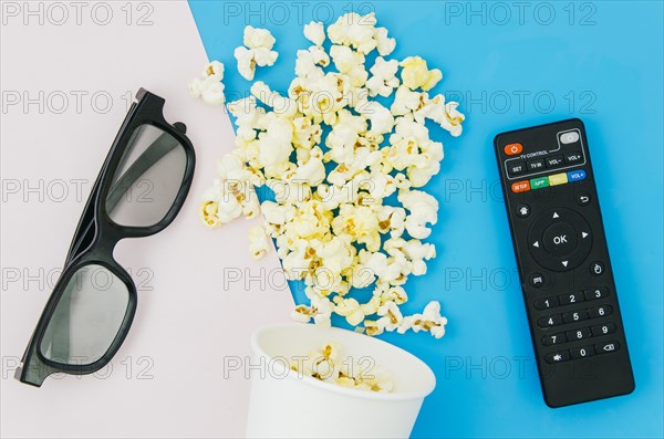 Flat lay composition cinema elements