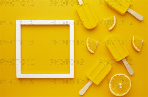Frame with yellow flavoured ice cream