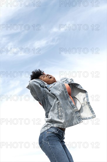 Portrait young female jumping 7